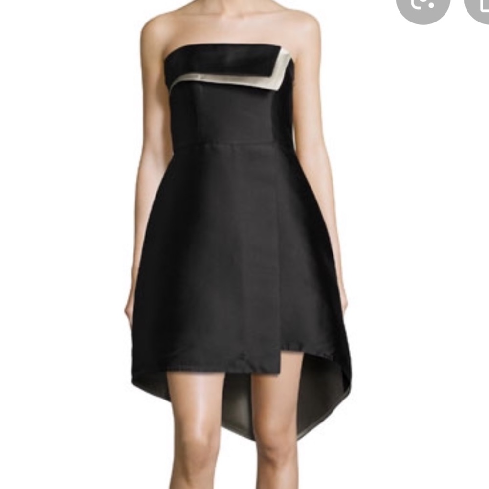 Halston Heritage high low satin cocktail dress